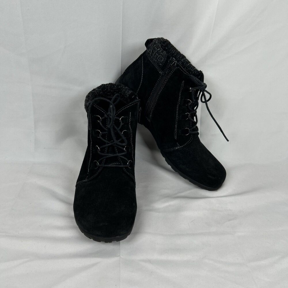 Propet Delaney Black Suede Zip Lace up Ankle Boots Women's US Size 10M